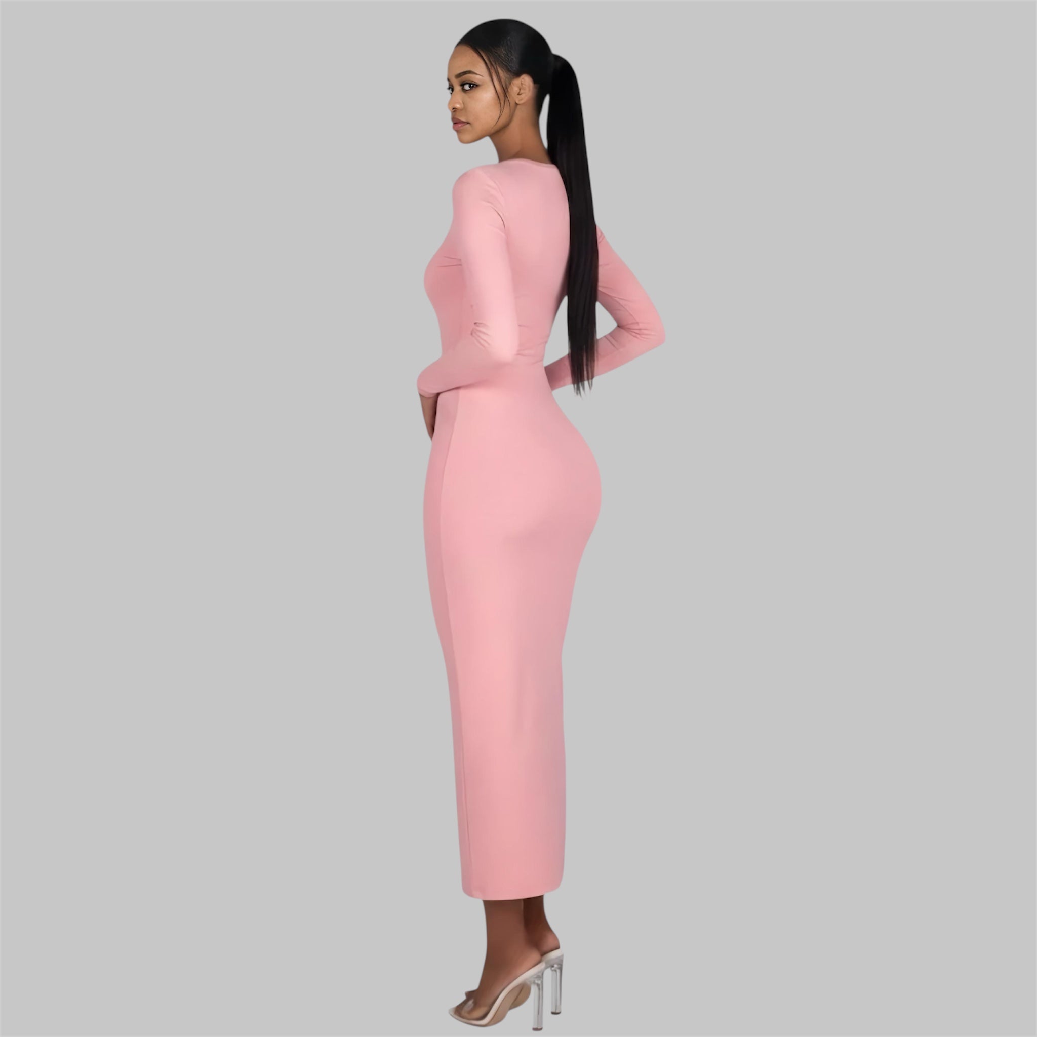 Morticia Pink - Body-Con Maxi Dress