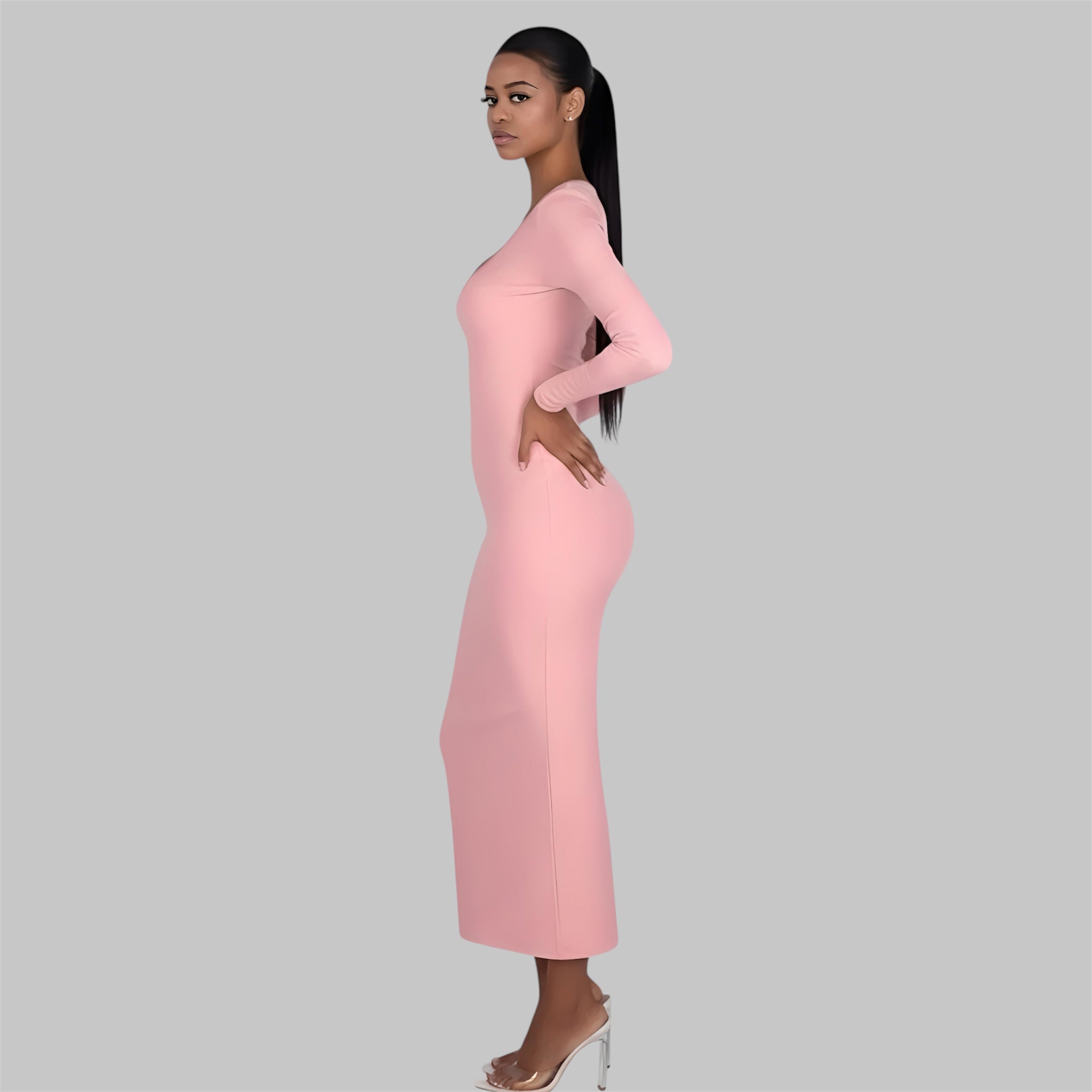 Morticia Pink - Body-Con Maxi Dress